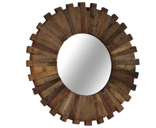 Oglindă de perete, 50 cm, lemn masiv reciclat, 2 image