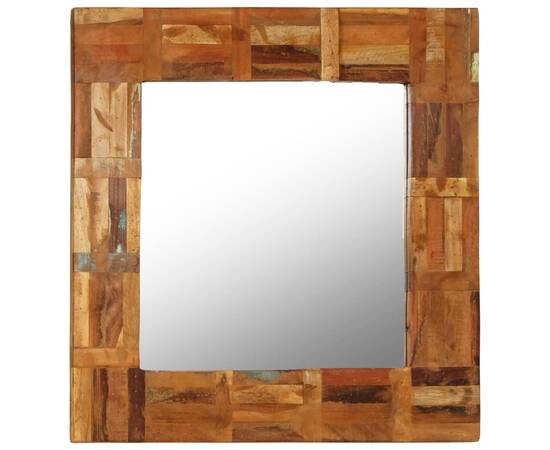 Oglindă de perete, 60 x 60 cm, lemn masiv reciclat, 11 image