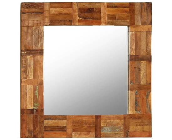 Oglindă de perete, 60 x 60 cm, lemn masiv reciclat, 3 image