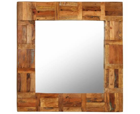 Oglindă de perete, 60 x 60 cm, lemn masiv reciclat, 10 image