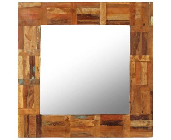 Oglindă de perete, 60 x 60 cm, lemn masiv reciclat, 8 image