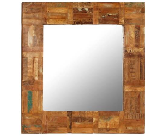 Oglindă de perete, 60 x 60 cm, lemn masiv reciclat, 9 image