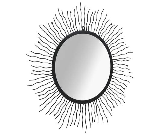 Oglindă de perete, negru, 80 cm, raze de soare, 2 image