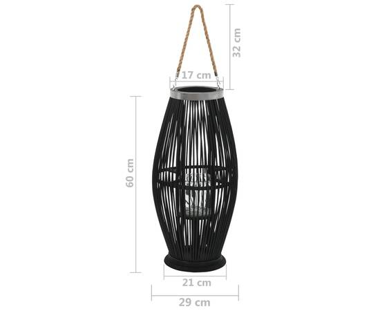 Suport de lumânări suspendat tip felinar, negru, 60 cm, bambus, 5 image