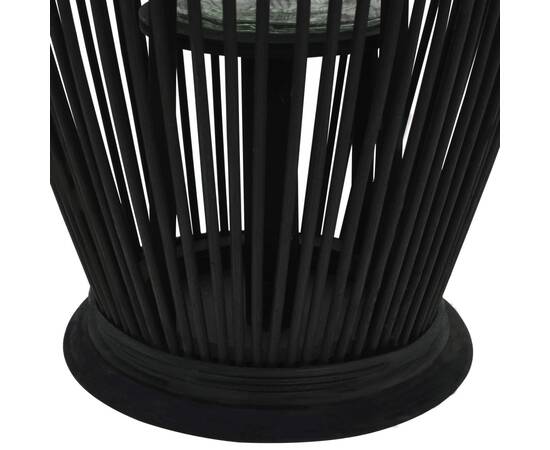 Suport de lumânări suspendat tip felinar, negru, 60 cm, bambus, 3 image