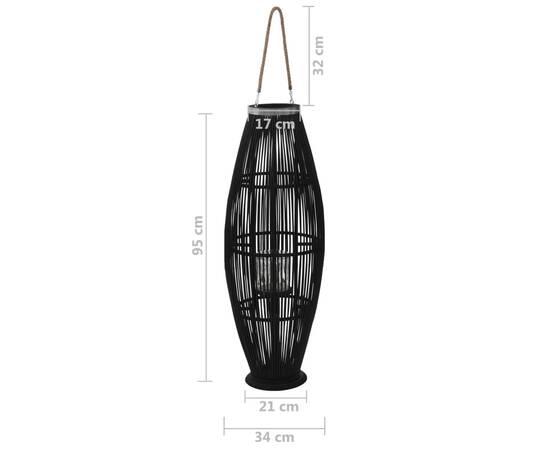 Suport felinar lumânări suspendat, negru, 95 cm, bambus, 5 image