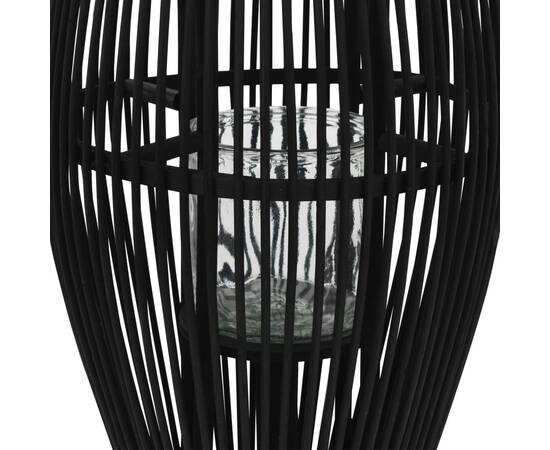Suport felinar lumânări suspendat, negru, 95 cm, bambus, 2 image