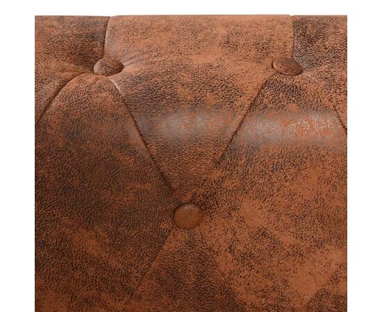 Canapea colțar chesterfield, 6 locuri, piele artificială, maro, 3 image