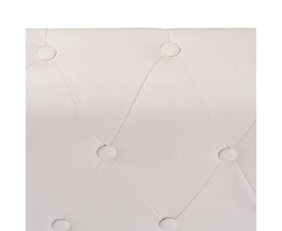 Canapea colțar chesterfield cu 5 locuri din piele artificială, alb, 6 image