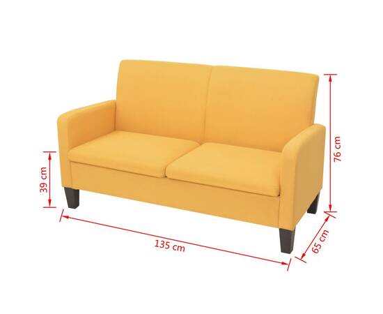 Canapea cu 2 locuri, 135 x 65 x 76 cm, galben, 4 image