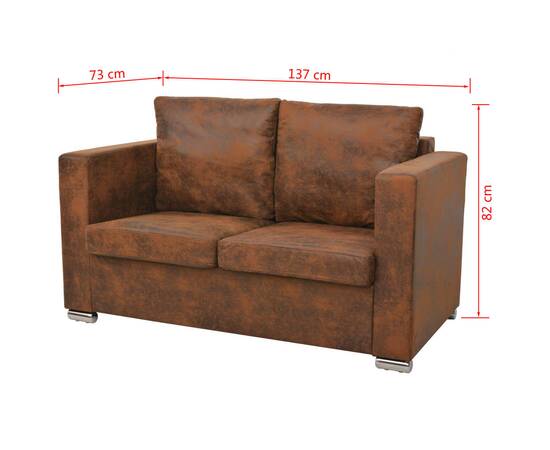 Canapea cu 2 locuri, 137 x 73 x 82 cm, velur, 5 image