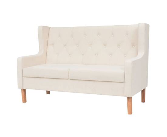 Canapea cu 2 locuri, material textil, alb crem