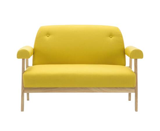 Canapea cu 2 locuri, material textil, galben, 4 image