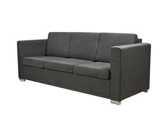 Canapea cu 3 locuri, gri închis, material textil, 2 image