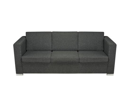 Canapea cu 3 locuri, gri închis, material textil, 4 image
