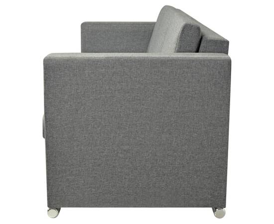 Canapea cu 3 locuri, gri deschis, material textil, 5 image