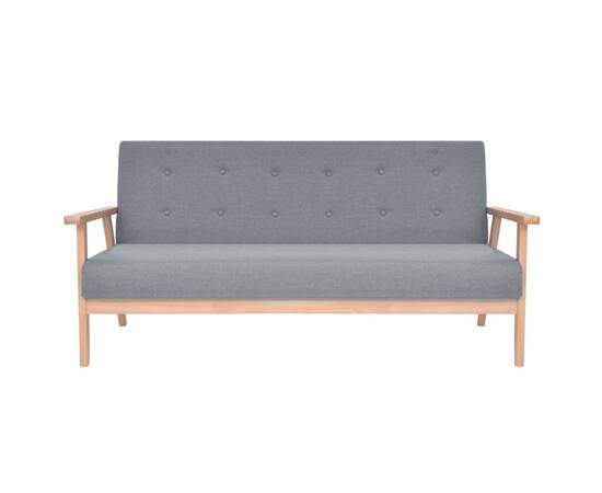 Canapea cu 3 locuri, gri deschis, material textil, 3 image