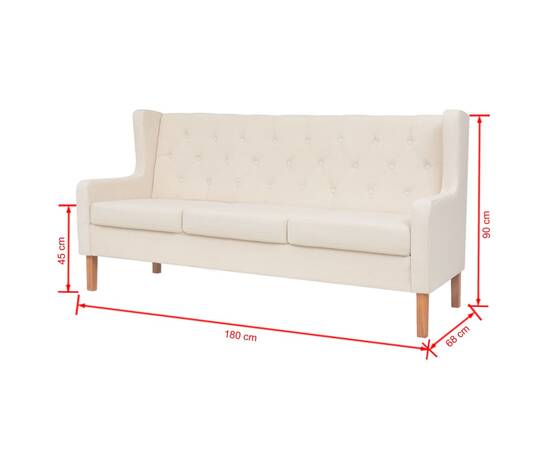 Canapea cu 3 locuri, material textil, alb crem, 7 image