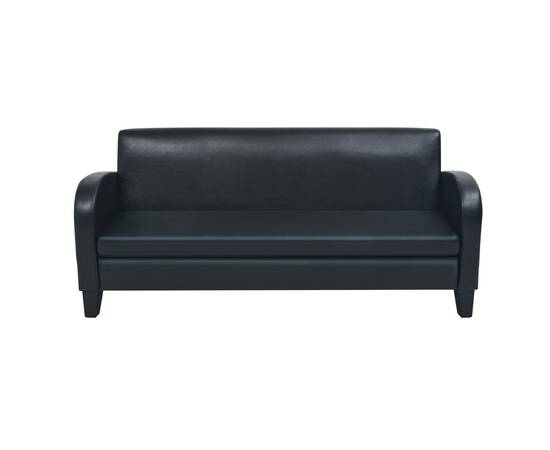 Canapea cu 3 locuri piele artificială negru, 3 image
