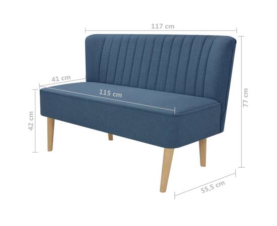 Canapea cu material textil, 117 x 55,5 x 77 cm, albastru, 4 image