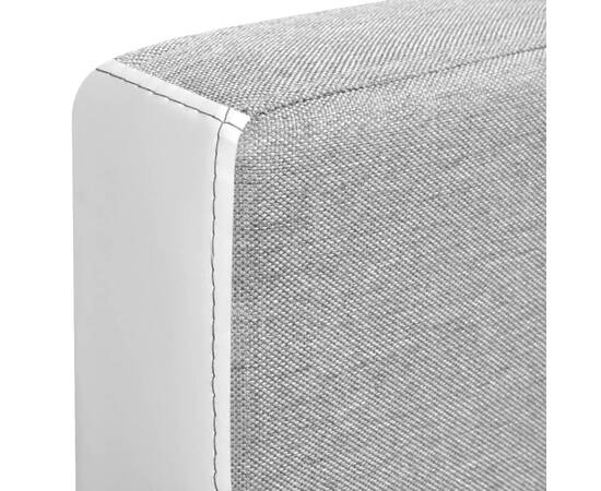 Colțar canapea din material textil, 218 x 155 x 69 cm, alb/gri, 7 image