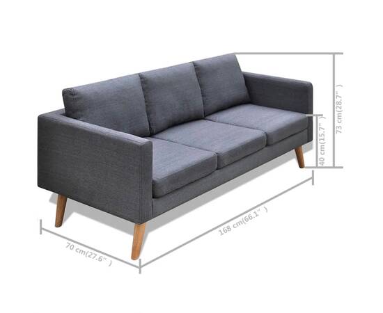 Set canapele cu 2 locuri și 3 locuri, textil, gri închis, 11 image
