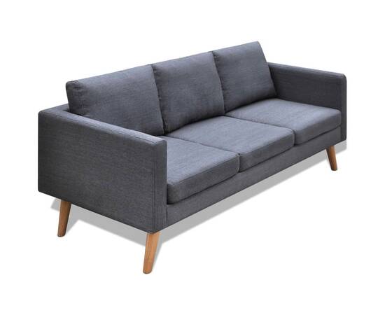 Set canapele cu 2 locuri și 3 locuri, textil, gri închis, 7 image