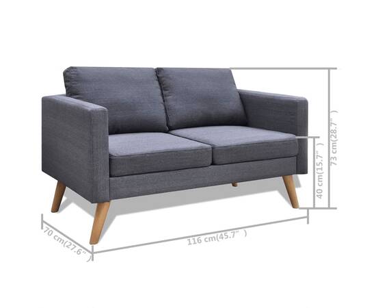 Set canapele cu 2 locuri și 3 locuri, textil, gri închis, 10 image