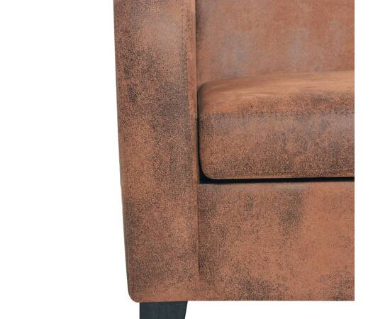 Set canapea, 2 buc., piele artificială de căprioară, maro, 10 image