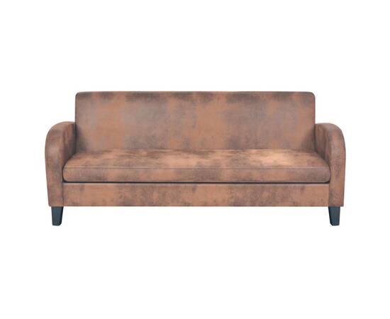 Set canapea, 2 buc., piele artificială de căprioară, maro, 5 image