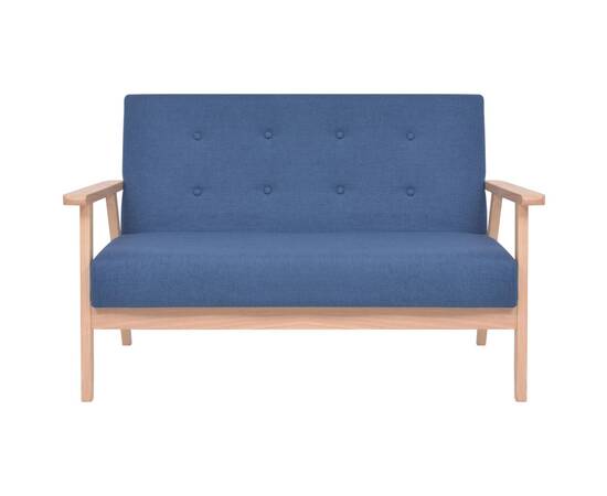 Set cu canapele, 3 piese, material textil, albastru, 6 image