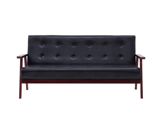 Set canapea, 2 buc., negru, piele artificială,, 3 image