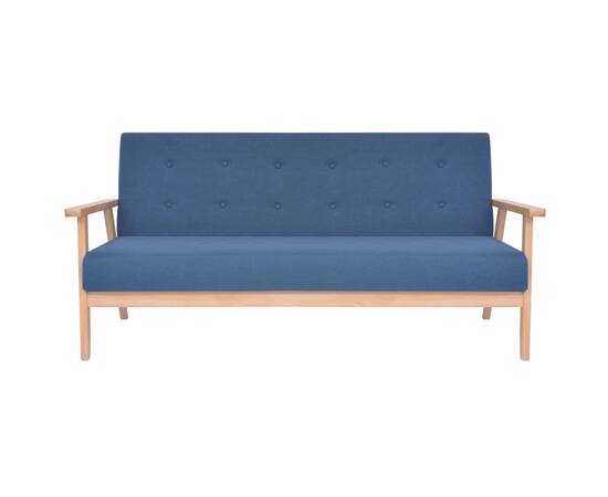 Set de canapele, 3 piese, albastru, material textil, 5 image