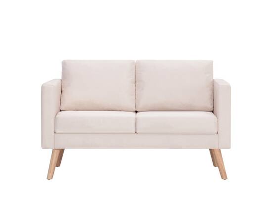 Canapea cu 2 locuri, crem, material textil, 4 image