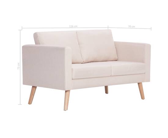 Canapea cu 2 locuri, crem, material textil, 8 image