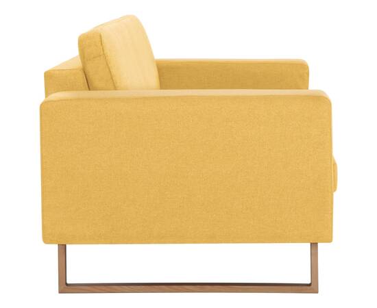 Canapea cu 2 locuri, galben, material textil, 6 image