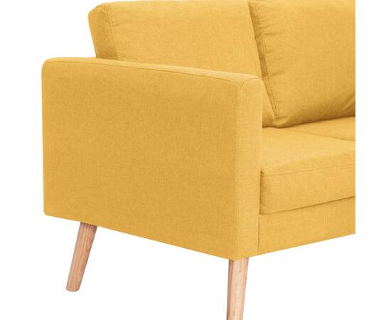 Canapea cu 2 locuri, galben, material textil, 7 image