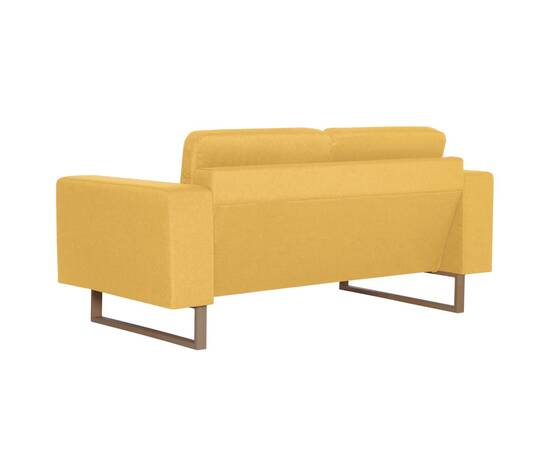 Canapea cu 2 locuri, galben, material textil, 5 image