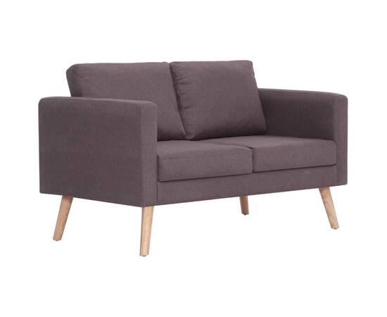 Canapea cu 2 locuri, gri taupe, material textil, 2 image