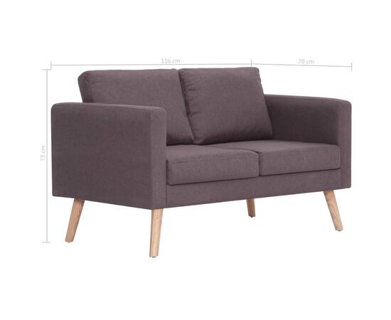 Canapea cu 2 locuri, gri taupe, material textil, 8 image