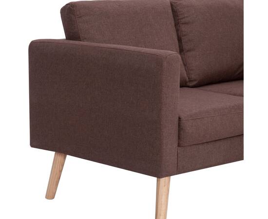 Canapea cu 2 locuri, maro, material textil, 7 image