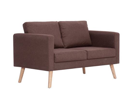 Canapea cu 2 locuri, maro, material textil, 2 image