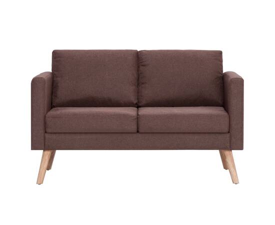 Canapea cu 2 locuri, maro, material textil, 4 image