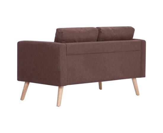 Canapea cu 2 locuri, maro, material textil, 5 image