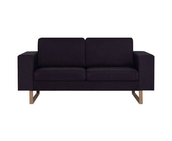 Canapea cu 2 locuri, negru, material textil, 4 image