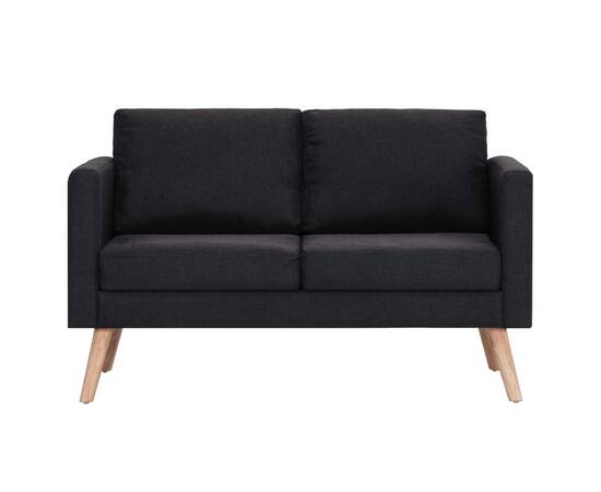 Canapea cu 2 locuri, negru, material textil, 4 image
