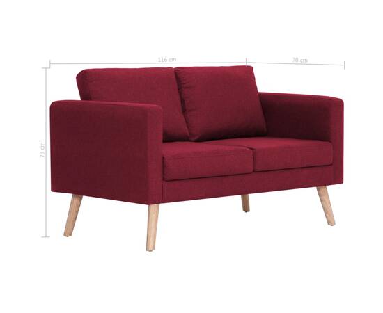 Canapea cu 2 locuri, roșu, material textil, 8 image