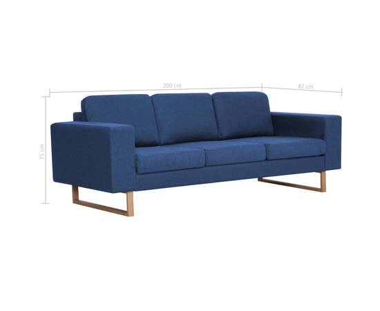 Canapea cu 3 locuri, albastru, material textil, 8 image