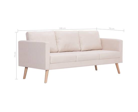 Canapea cu 3 locuri, crem, material textil, 8 image