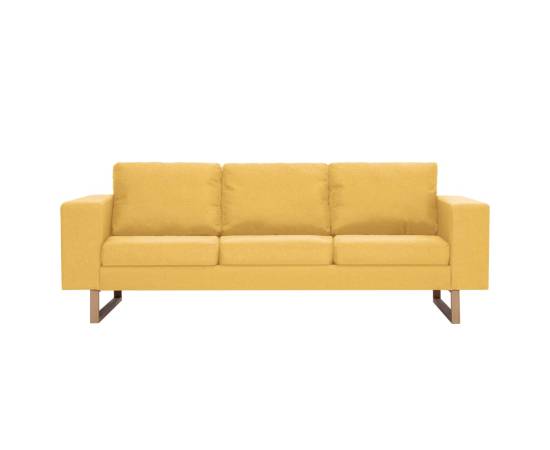 Canapea cu 3 locuri, galben, material textil, 4 image